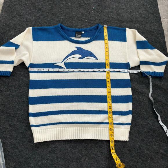 VINTAGE BEACH STYLE STRIPED COTTON SWEATER SIZE M/L - Picture 3 of 10